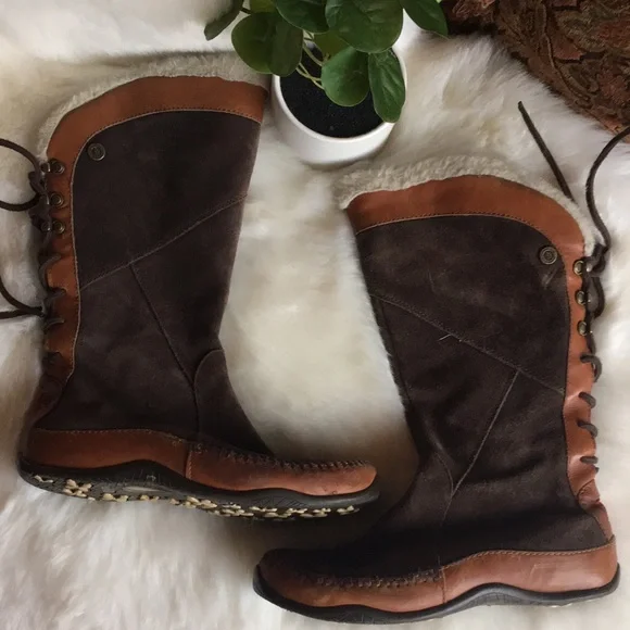 THE NORTH FACE WOMEN LEATHER AND SUEDE BOOTS SIZE 6.5 - Picture 1 of 8